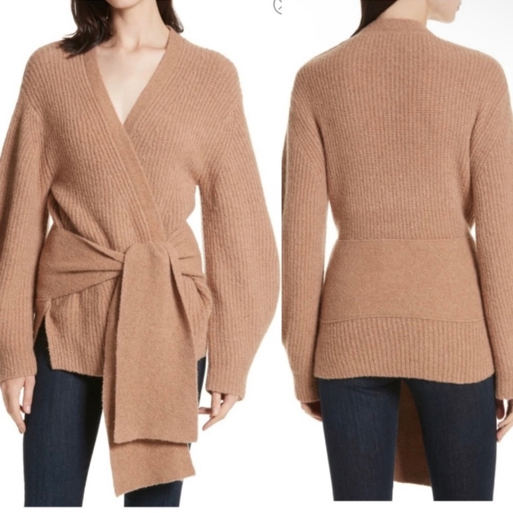 EUC Brochu Walker Amber Clay Hansen Belted Wool Blend Dolman Sleeves Cardigan